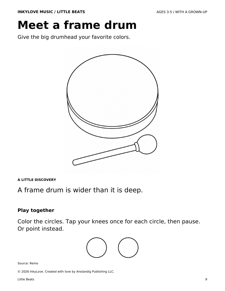 Actual Meet a frame drum coloring page from Little Beats